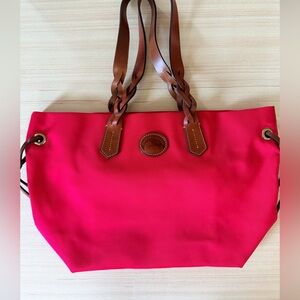 Dooney & Bourke Red Tote with Brown Braided Straps
